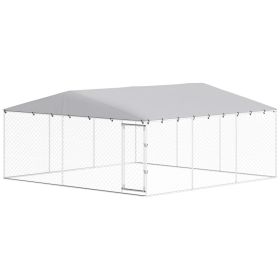 15' x 15' x 7' Dog Kennel Outdoor for Small Medium Large Dogs with Waterproof Roof, Silver (Option: Silver-1850x330x180 mm)