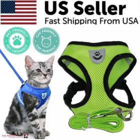 Cat Dog Pet Harness Adjustable Control Vest Dogs Reflective S M L XL Leash (Color: Green, size: XL)