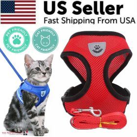 Cat Dog Pet Harness Adjustable Control Vest Dogs Reflective S M L XL Leash (Color: Red, size: XL)