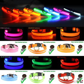 LED Adjustable Dog Collar Blinking Flashing Light Up Glow Pets Safety Waterproof (Color: Yellow, size: L)